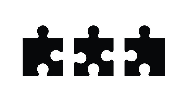 Three interlocking puzzle pieces forming a connected shape silhouette