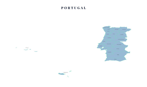 Minimalist Portugal Map Vector for Geography