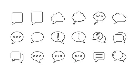 Fototapeta premium Collection of various speech bubbles and thought balloons silhouette