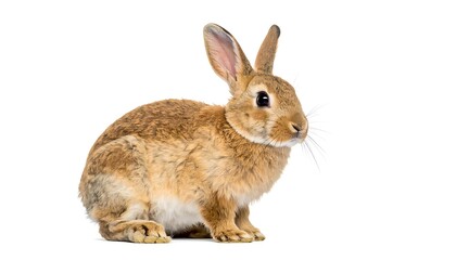 Fototapeta premium A brown rabbit sitting on a white background (2)