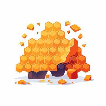 Abstract honeycomb structure with falling pieces
