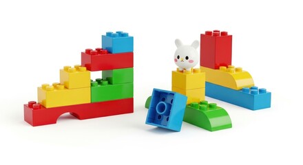 Fototapeta premium Colorful plastic building blocks toys.