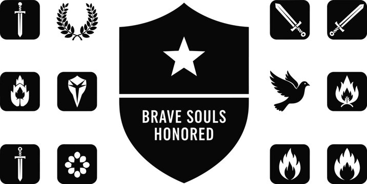Brave souls monogram a collection of heraldic and symbolic icons
