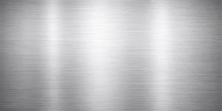 A high-quality industrial backdrop featuring a shiny brushed steel plate texture with a metallic silver surface pattern on a polished aluminum sheet