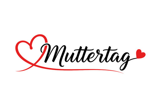 Muttertag Schriftzug mit roten Herzen - Elegantes Design f&uuml;r Muttertag Gru&szlig;karten und Dekoration