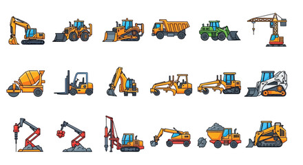 Collection of Various Heavy Construction Machinery. © Doni