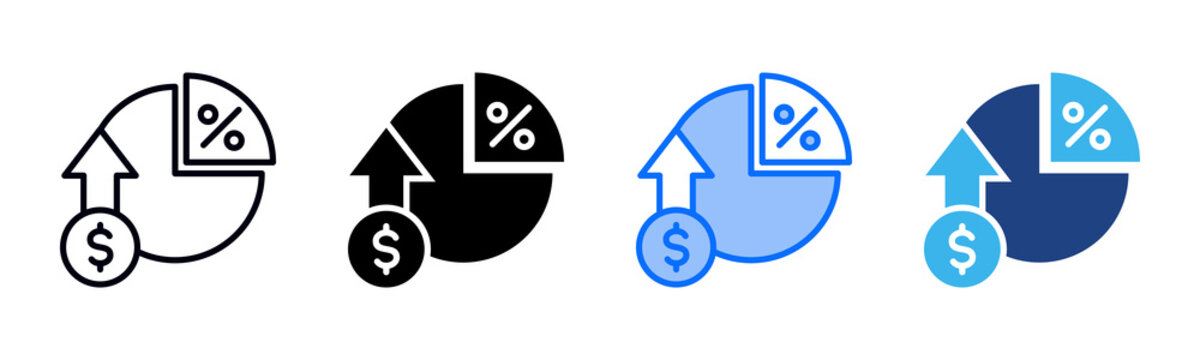 Profit Margin icon set multiple style collection