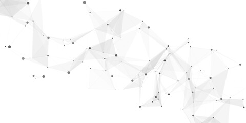 Abstract geometric background with connecting dots and lines with low poly triangle shapes. Polygonal Mesh Background Vector design digital technology concept Global network connection data structure. © Kainat 