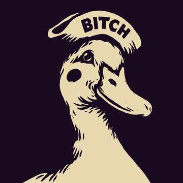 Humorous vintage duck illustration with a quirky quote perfect for unique t-shirt designs