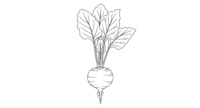 A hand-drawn illustration depicts a beet plant with a bulbous root. The plant shows green leaves and a thick stem.
