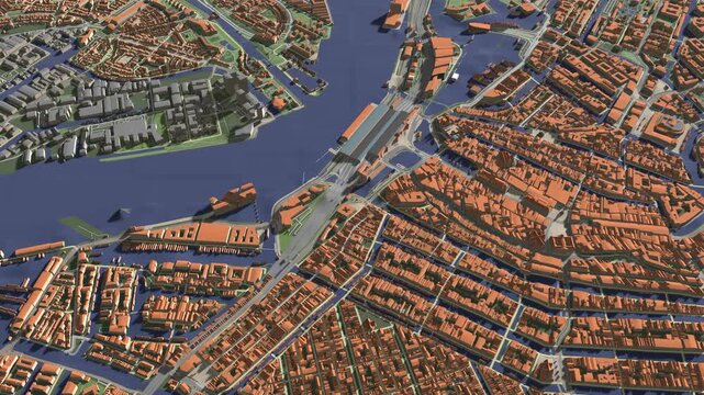 3D looped animation of city - Amsterdam Netherlands