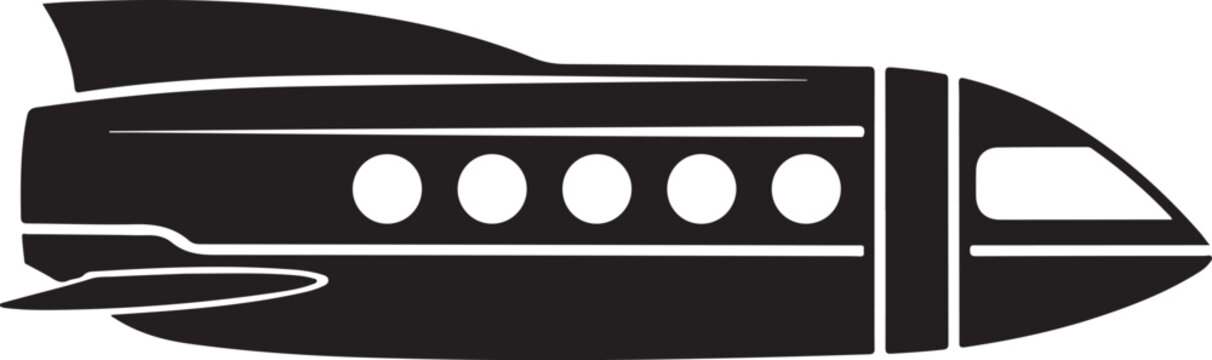 Black spaceship, futuristic rocket, space shuttle, vector illustration