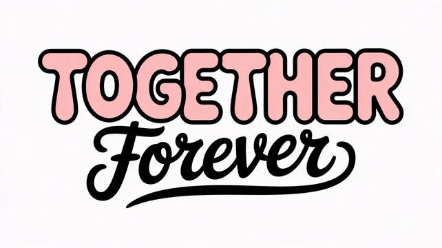 Together Forever, pink and black text, typography, love phrase, inspirational quote