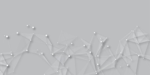 Abstract geometric background with connecting dots and lines with low poly triangle shapes. Polygonal Mesh Background Vector design digital technology concept Global network connection data structure. © Kainat 