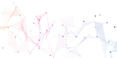 Abstract geometric background with connecting dots and lines with low poly triangle shapes. Polygonal Mesh Background Vector design digital technology concept Global network connection data structure. © Kainat 