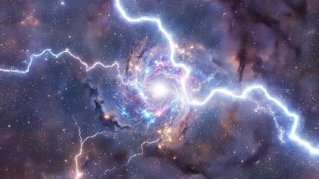 Stunning Cosmic Swirl of Galaxy Surrounded by Stars and Cosmic Dust in Vast Universe with Bright Center and Nebula