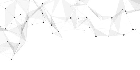 Abstract geometric background with connecting dots and lines with low poly triangle shapes. Polygonal Mesh Background Vector design digital technology concept Global network connection data structure. © Kainat 