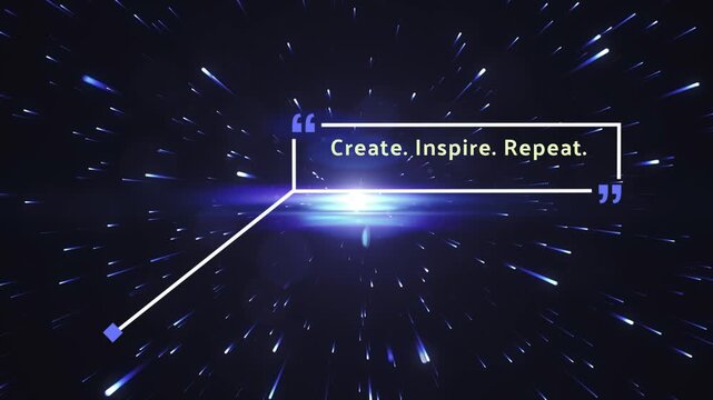 Animated blue background with inspirational quotes and glowing lines moving fast