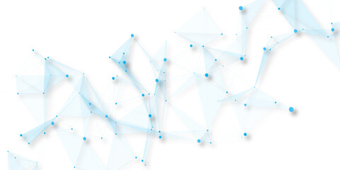 Abstract geometric background with connecting dots and lines with low poly triangle shapes. Polygonal Mesh Background Vector design digital technology concept Global network connection data structure. © Kainat 