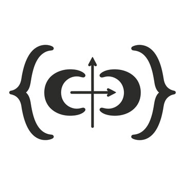 Black curly braces with cross and arrows symbol  mathematical notation element icon