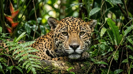 Fotobehang Luipaard Close up of a Jaguar (Panthera onca) in natural habitat, Amazon rainforest, Loreto, Peru.   © pinan