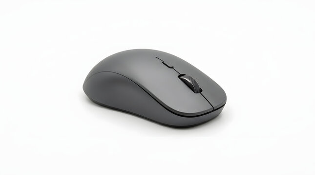 A modern computer mouse glows with pink and blue light on a neutral background