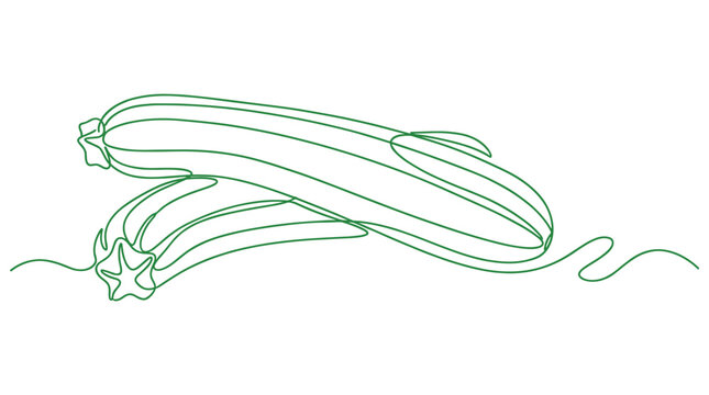 Two zucchini vegetables drawn with a single continuous green line.