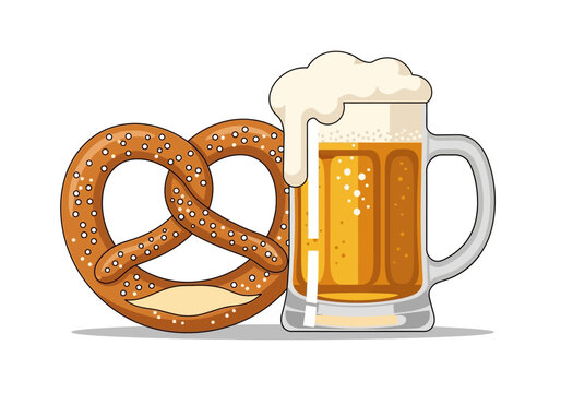 Delicious Pretzel and Frothy Beer Mug Celebration.