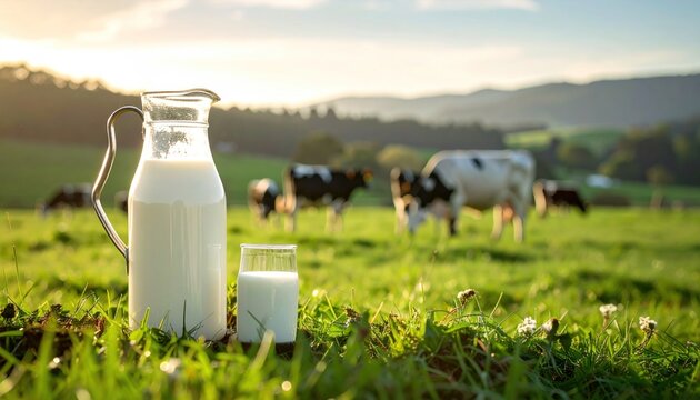 Milk and Cows at Sunset.