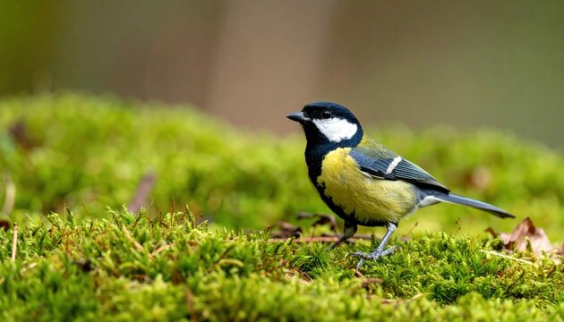 Great Tit on Moss. (1)