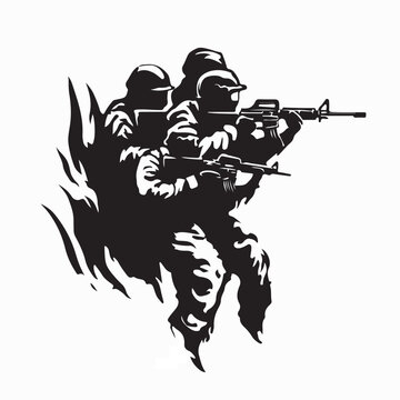 Airsoft Tactical Team Logo Vector Shooting Sports Emblem Design Vector