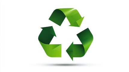 Fototapeta premium Green recycle symbol on white background for environmental concepts