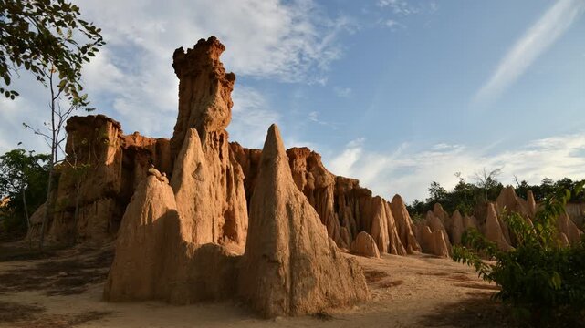 soil erosion causes a small canyon in Nan, Thailand