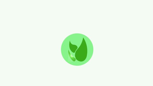 Animated text "BACK TO NATURE." Nature-themed text animation video. Text icon with leaf image. Transparent background.