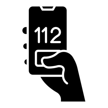 Emergency Call: Hand Holding Phone Dialing 112