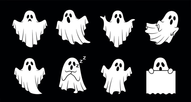 set of silhouettes of ghost