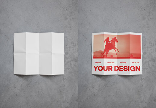 Mockup Of Customized Folded Paper, Opened Up