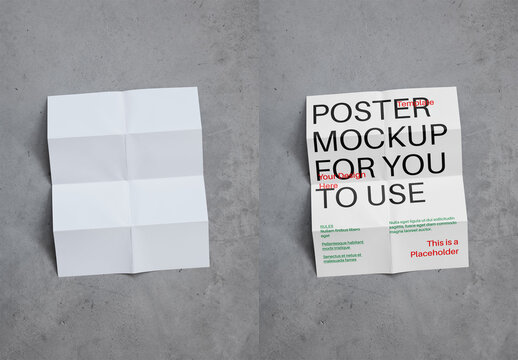 Mockup Of Customizable Folded Paper, Opened Up