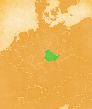Ocher map of Germany - Thuringia
