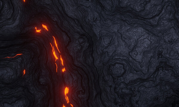 Abstract cooled volcanic lava background. Black basaltic rock surface
