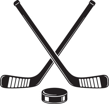 Crossed hockey sticks and puck icon