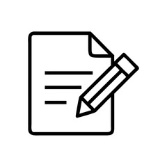 Fototapeta premium A simple line art icon of a document with a pencil on a white background