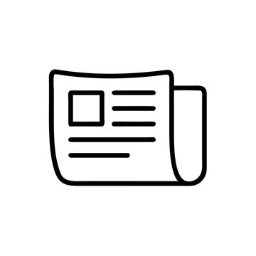 A simple black and white vector graphic of a folded newspaper with a clean design