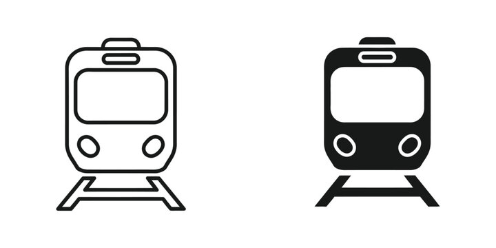 Side by side comparison of a white and black tram icon design