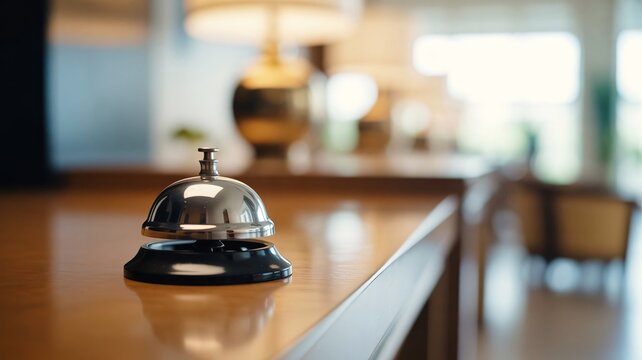 Hotel service bell, reception desk call button, hospitality industry, customer service tool