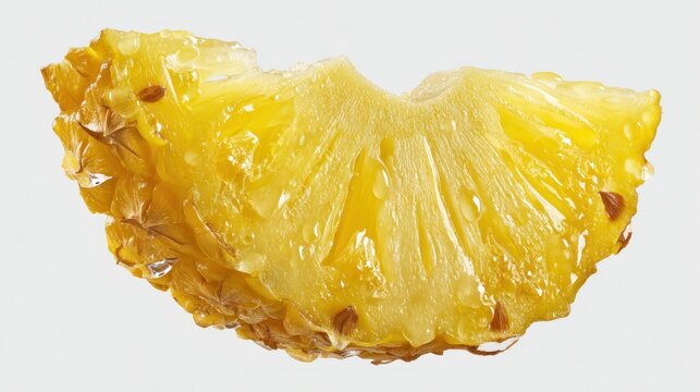 Fresh pineapple slice close up isolated on white background for food concepts