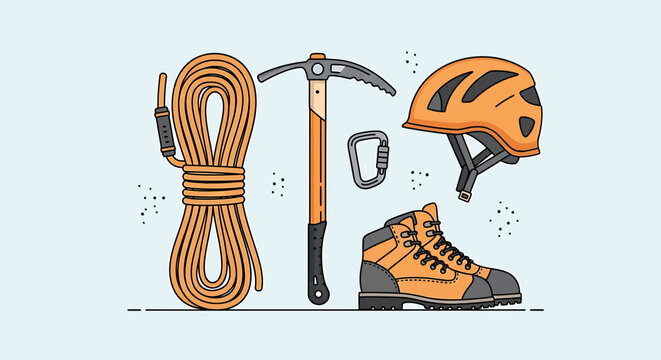 Climbing gear and equipment set.