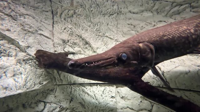 Alligator gar in aquarium