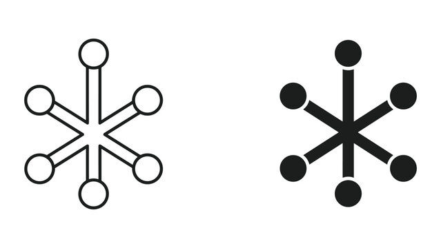 Vector illustration of two black and white snowflake designs on a white background