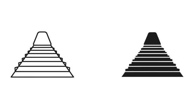 Two pyramid shapes in black and white on white background